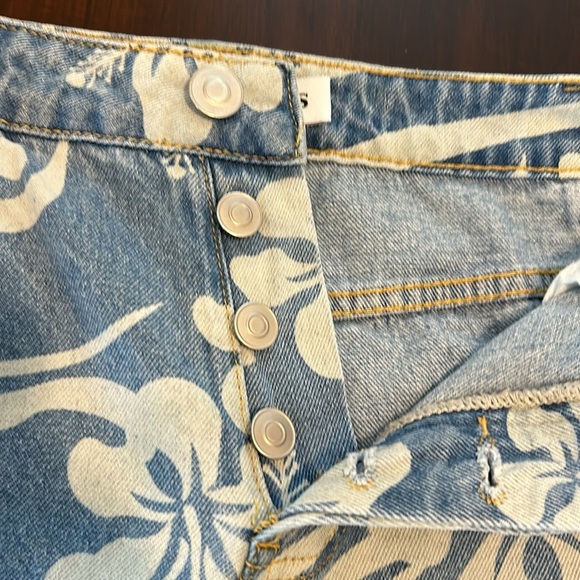 Tiger Mist Hawaiian Hibiscus High Waist Baggy Fit Button Fly Jeans - Picture 11 of 14